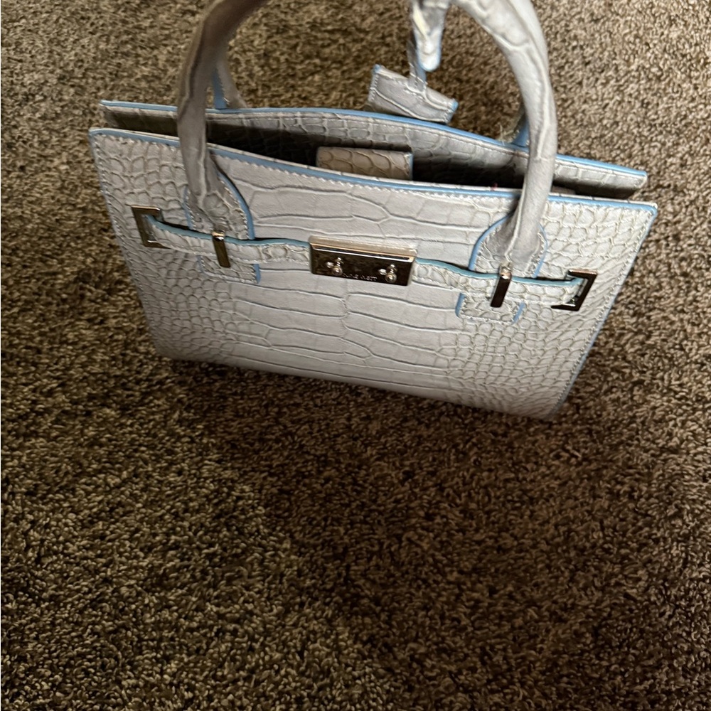 Nine West Croc-Embossed Gray Handbag